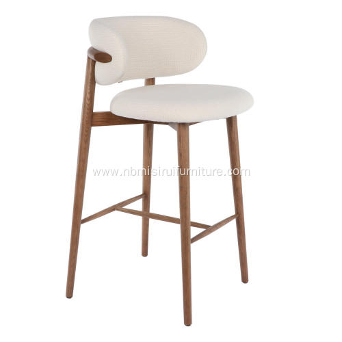 Italian minimalist bar chair white fabric bar stool